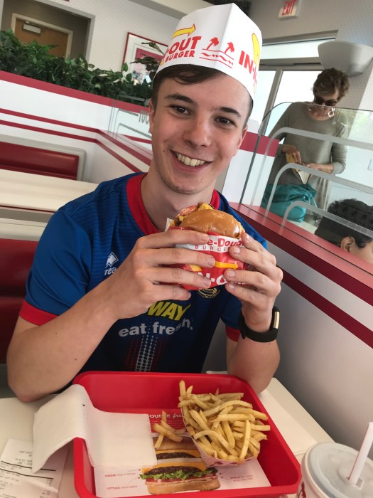 Sean eating In-N-Out