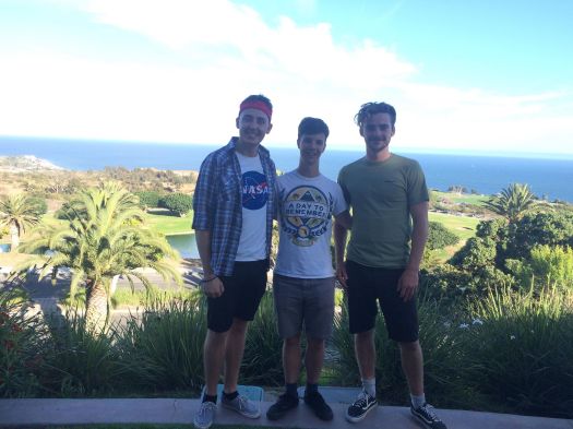 Boys behind chapel at Pepperdine